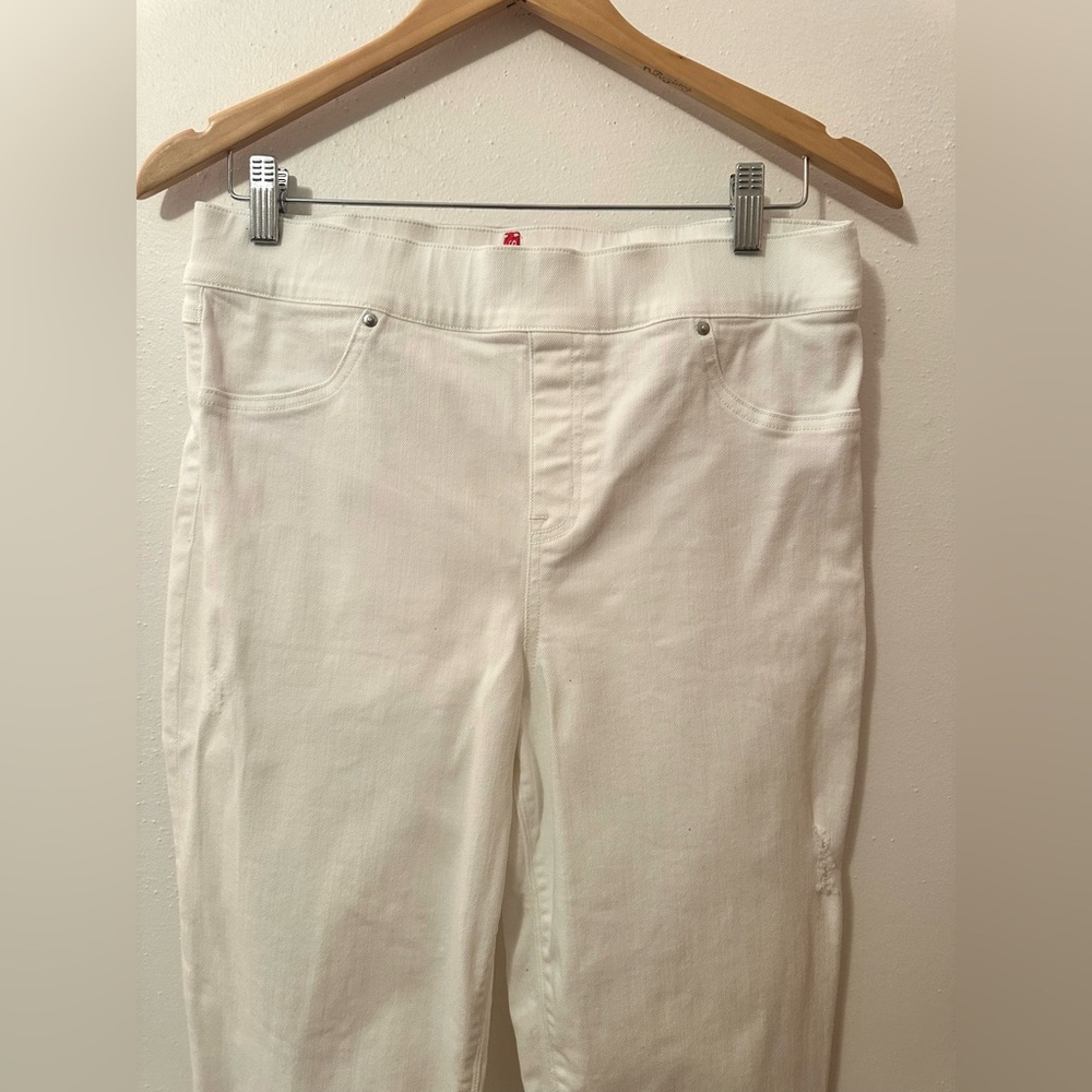 Spanx Women’s Ankle Skinny Pull-On Jeans White Distressed Size Large - Picture 3 of 10
